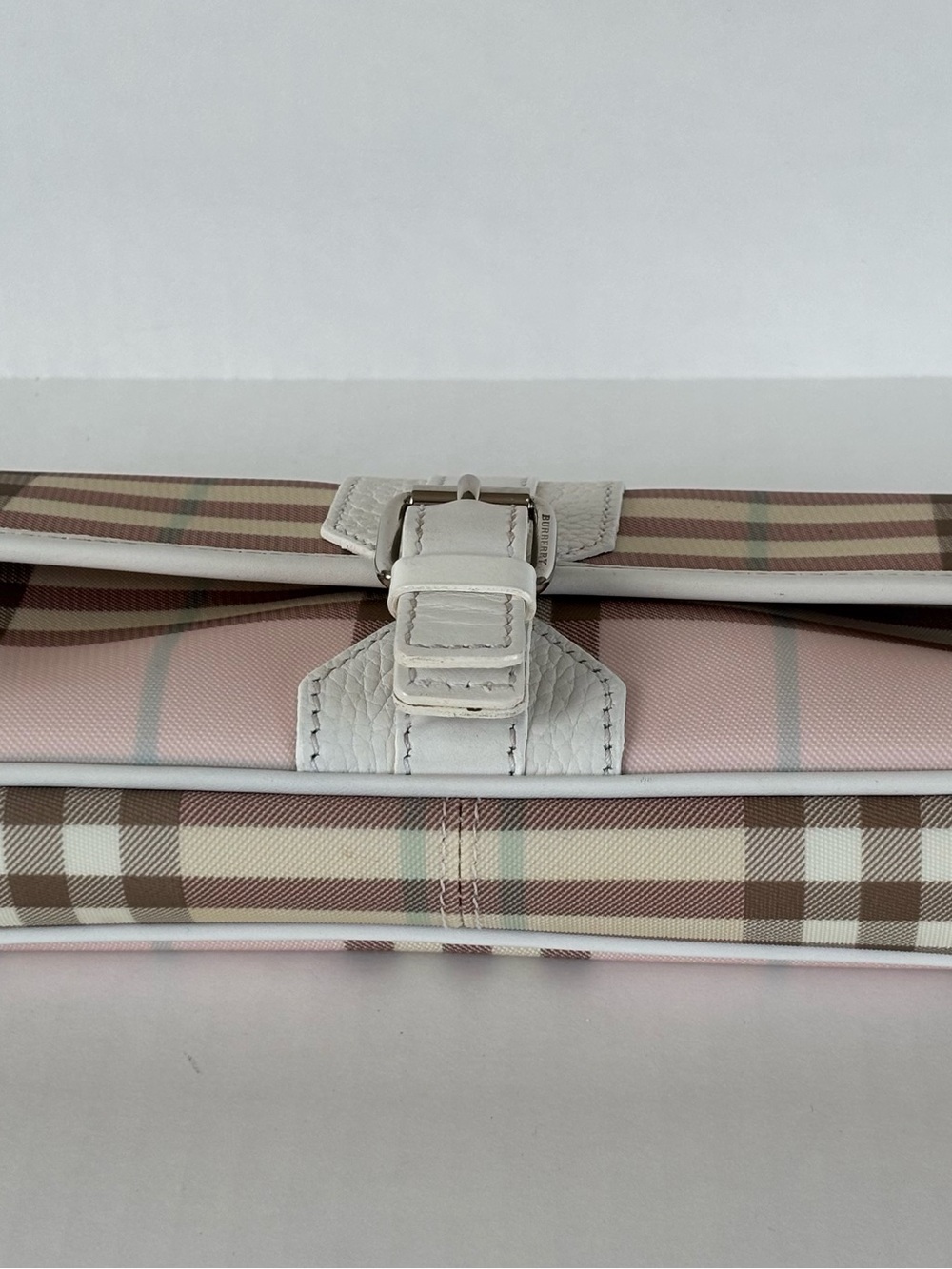 Burberry Pink and White Check Leather Wristlet Clutch - Picture 5 of 10